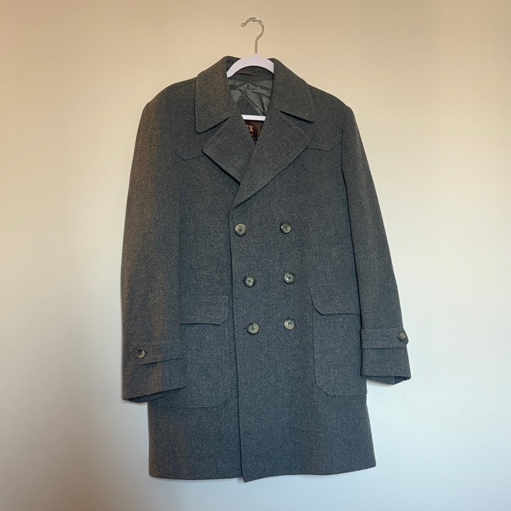 Grey Utex Wool Peacoat Winter Coat Large (40)